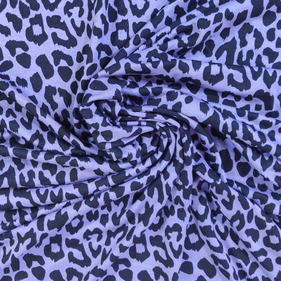 tissu jersey viscose léopard violet imprimé avril fabrics vendu au mètre