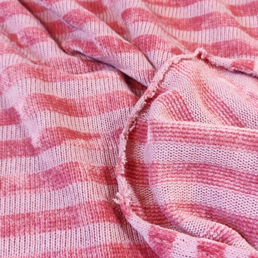 tissu maille chenille rayures rose avril fabrics