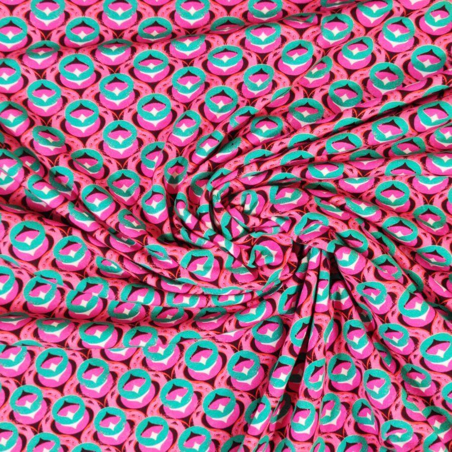 tissu jersey coton rétro géométrique rose candy avril fabrics vendu au mètre