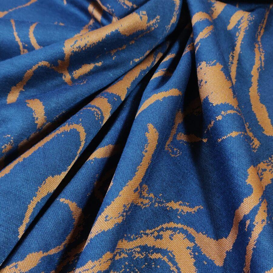 jersey polyester jacquard lourd stanislas abstrait bleu marron avril fabrics vendu au mètre