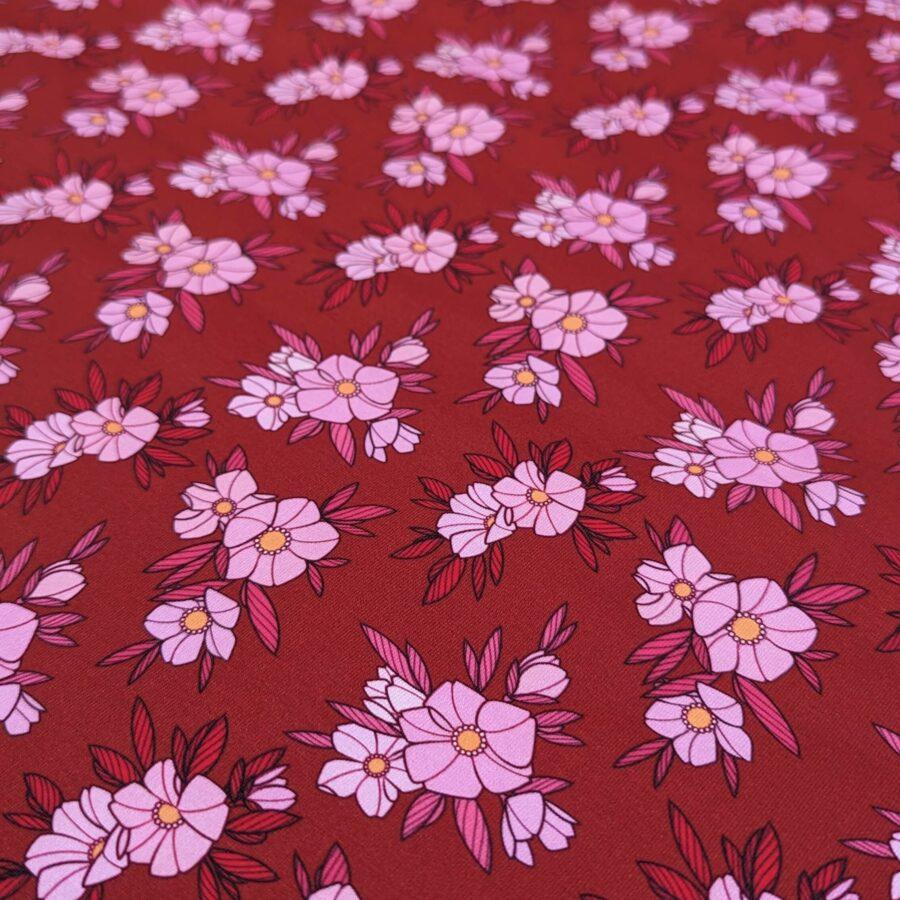 Jersey coton fleur rouge