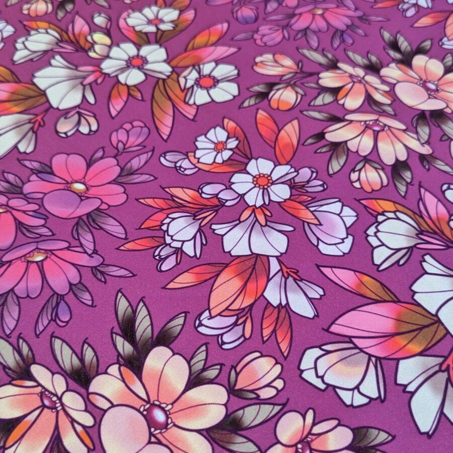 tissu jersey rose fleurs
