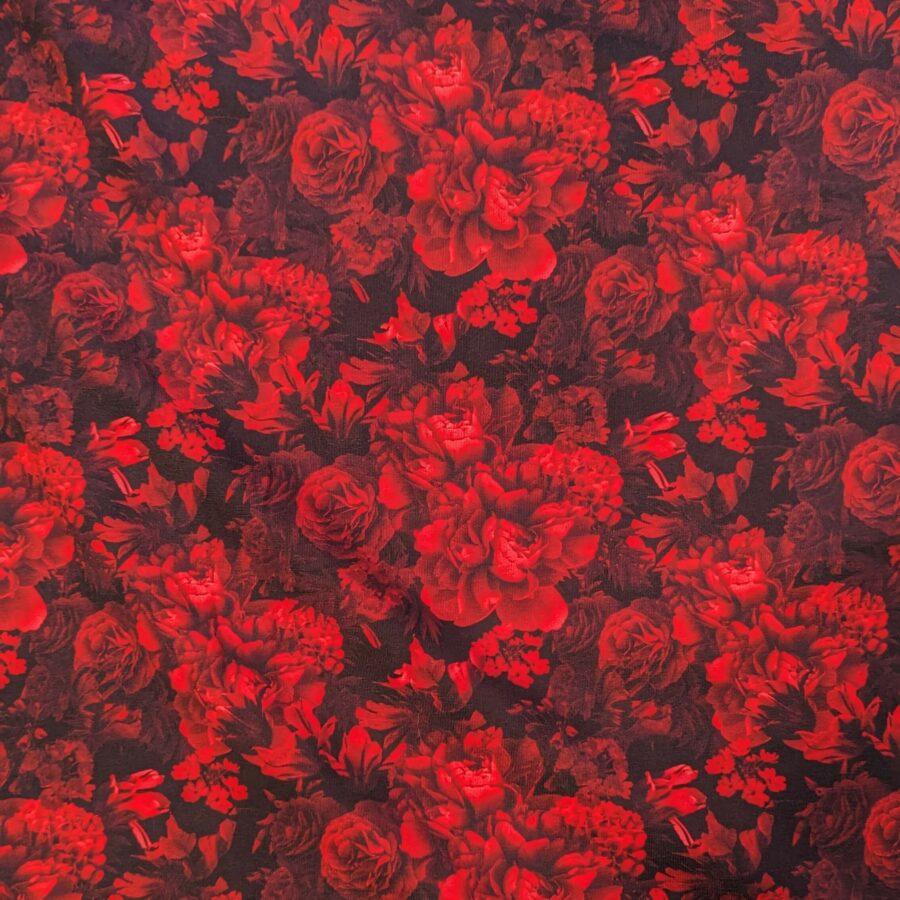 jersey coton stenzo fleurs rouge tissu