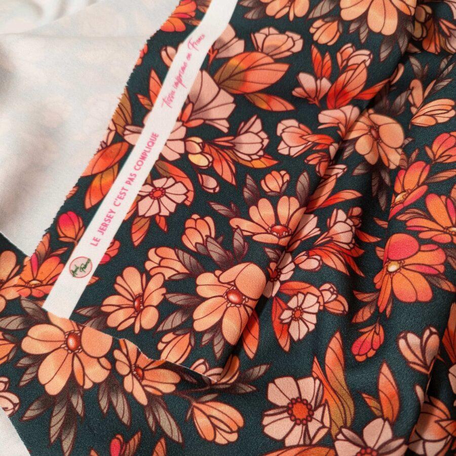 jersey vert fleurs orange