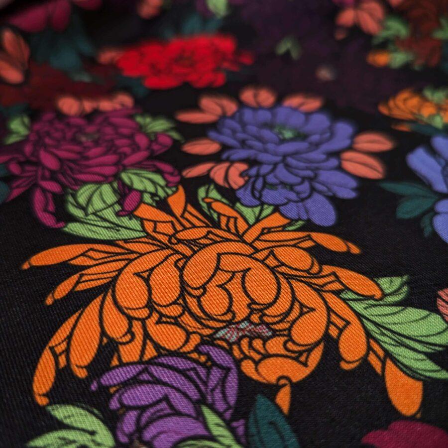 jersey scuba Avril Fabrics fleurs noir