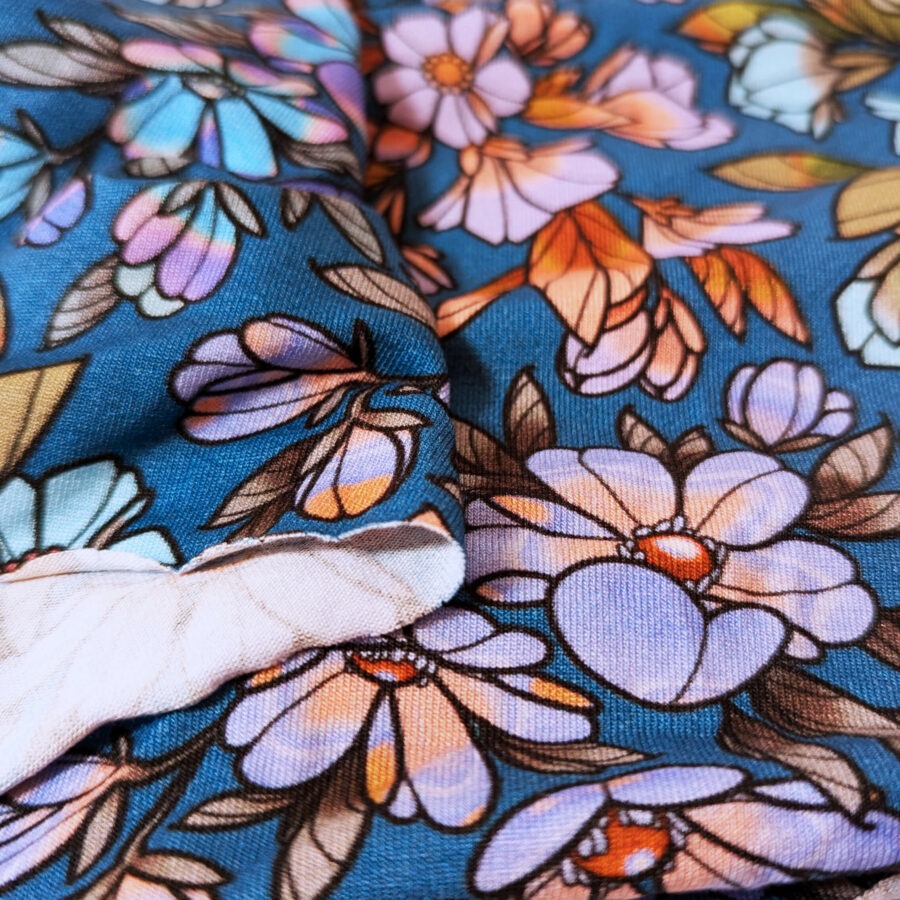 tissu fleur bleu