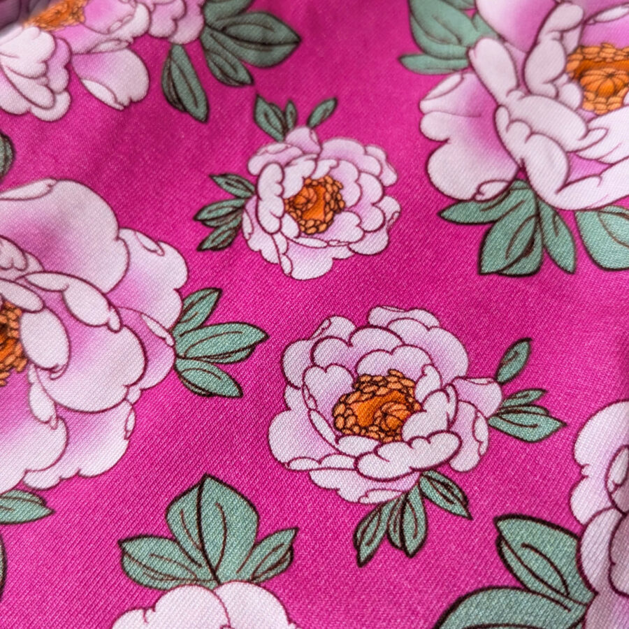 tissu rose pivoine