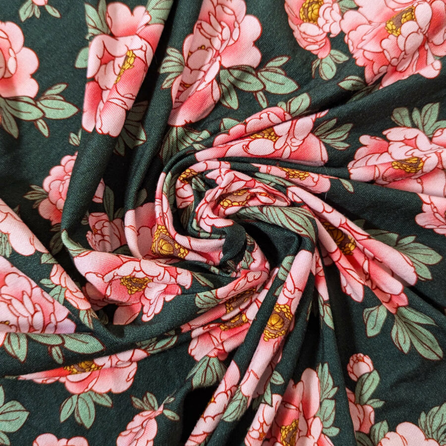 tissu fleurs vert