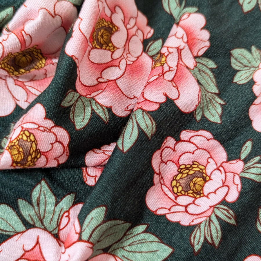 tissu fleurs vert