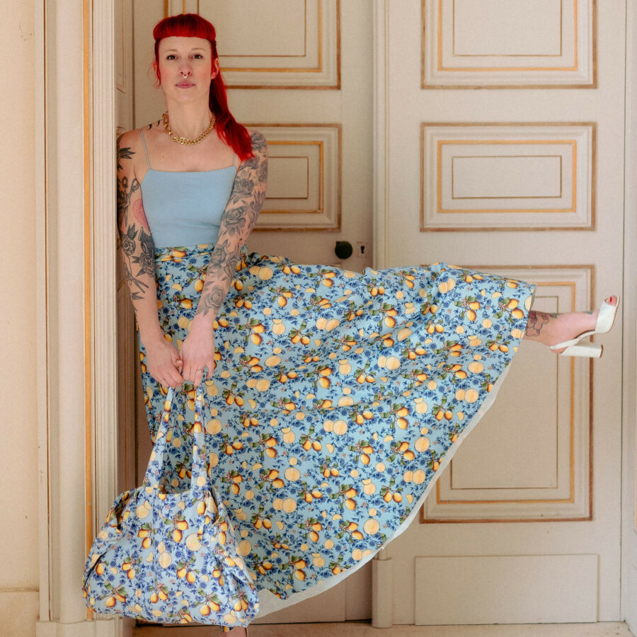 jupe citron bleu