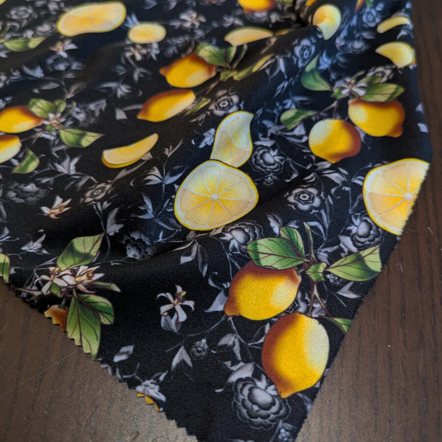 tissu noir scuba crêpe citron
