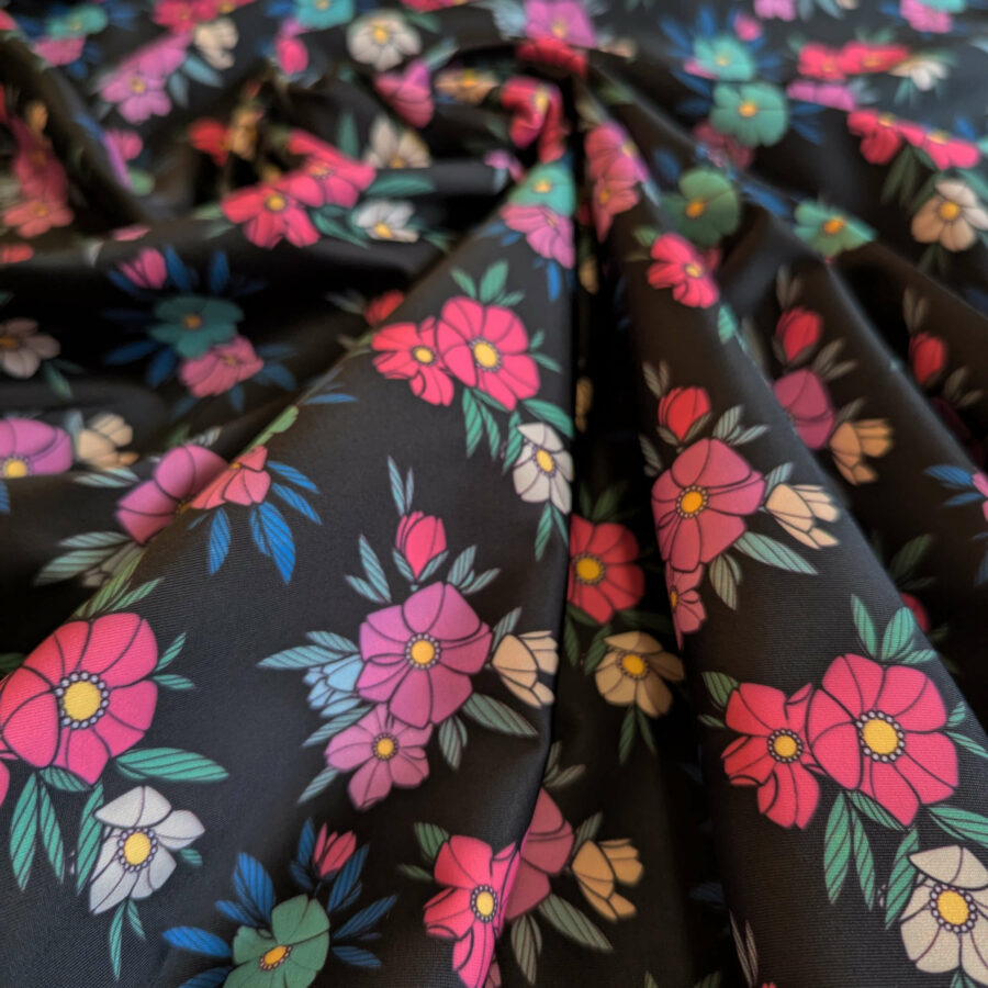 lycra noir fleurs