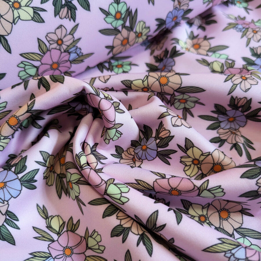 tissu scuba rose fleurs