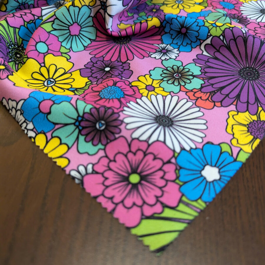 tissu fleur rose candy