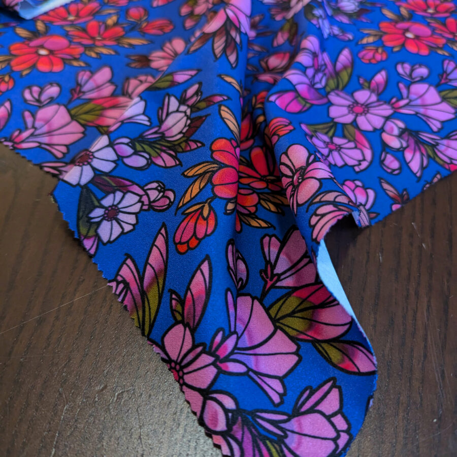tissu bleu fleurs