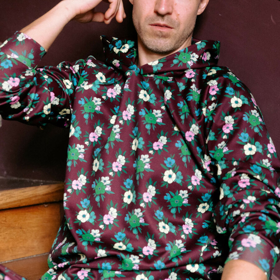 sweat homme fleurs bordeaux