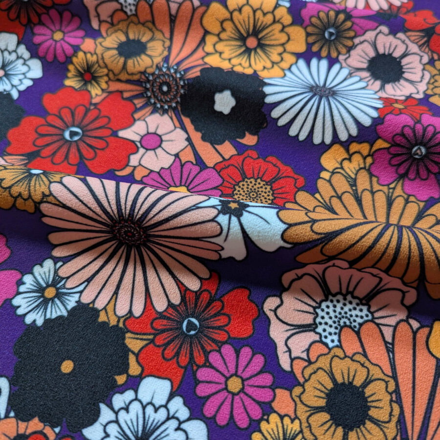 tissu fleur violet