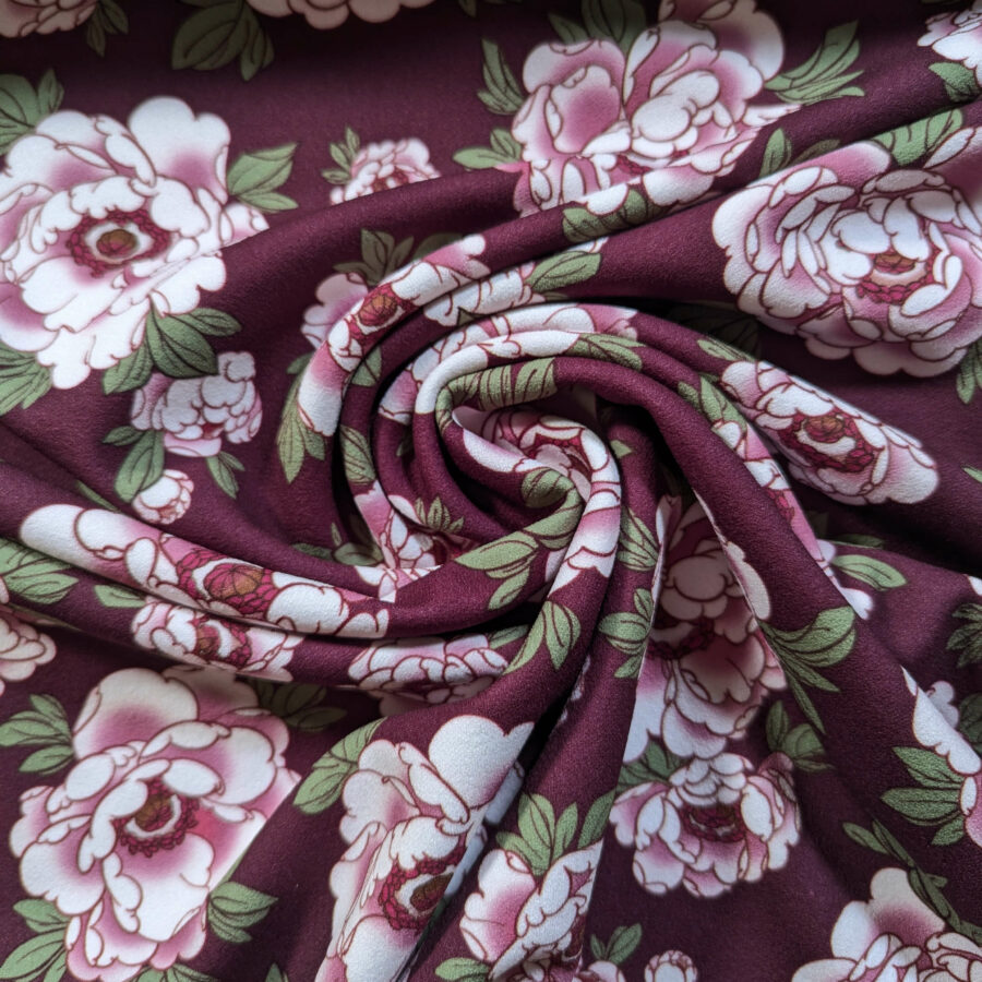 tissu pivoine bordeaux