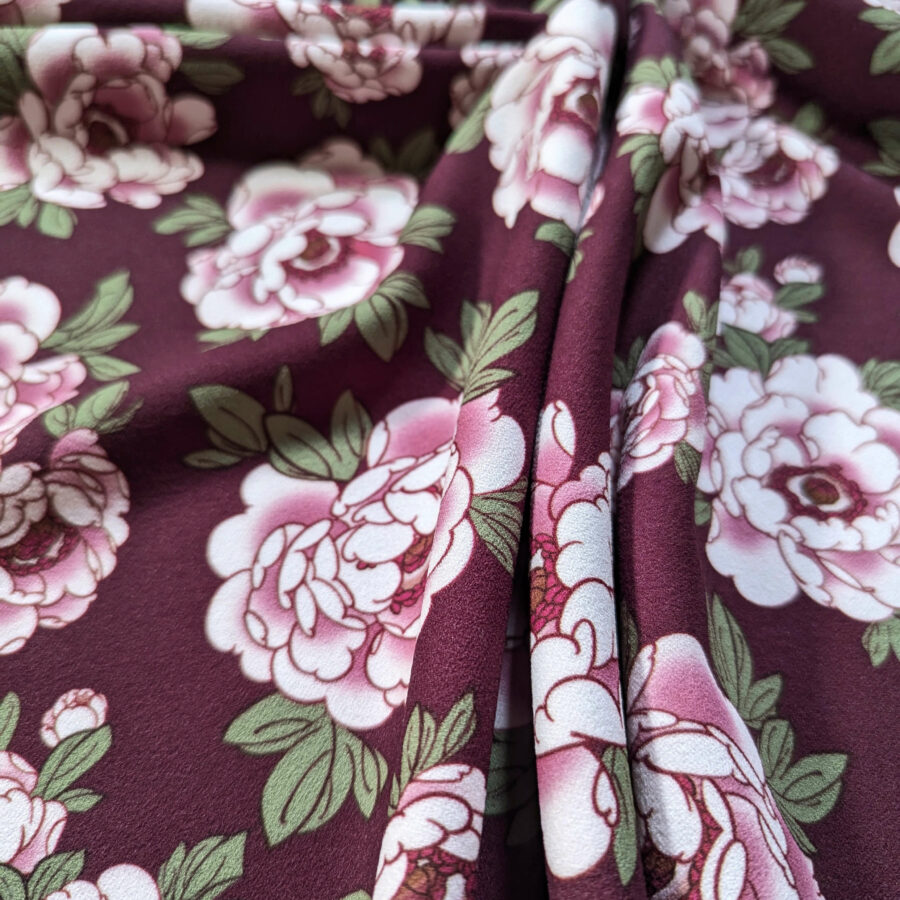 tissu pivoine bordeaux