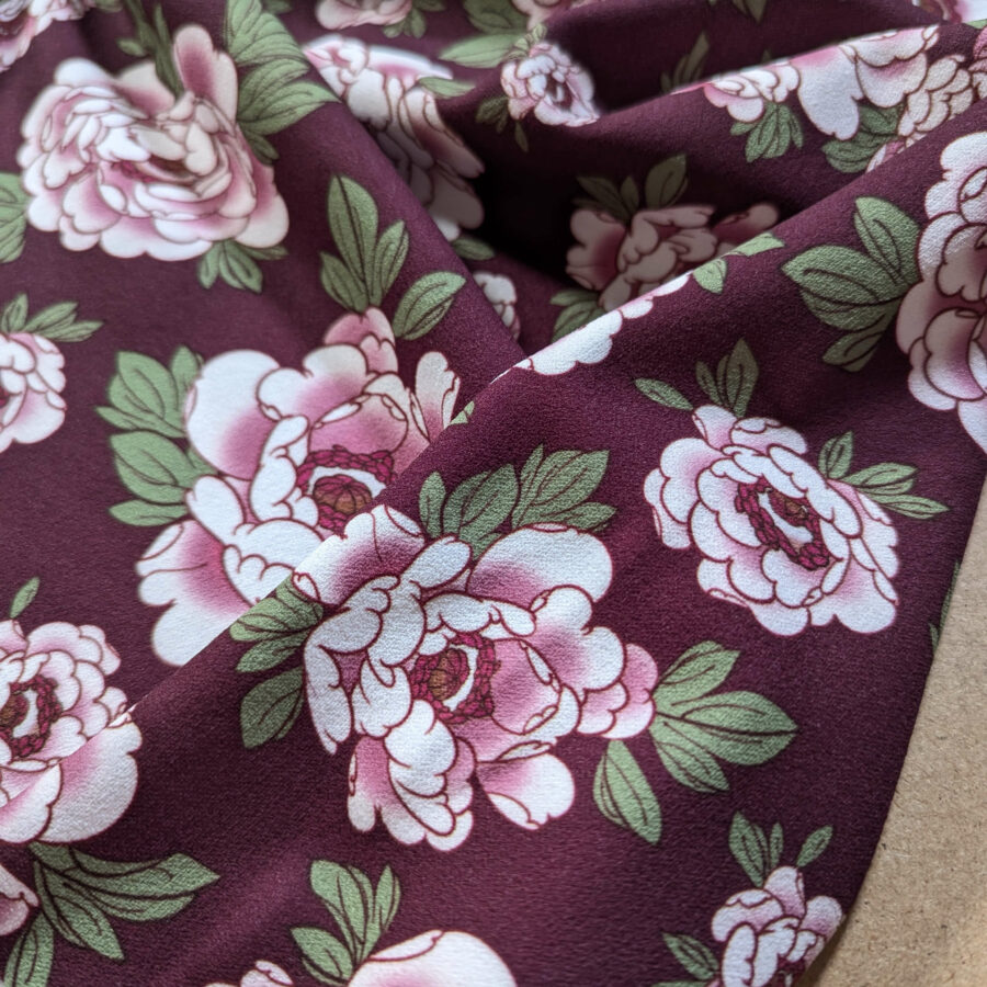 tissu pivoine bordeaux