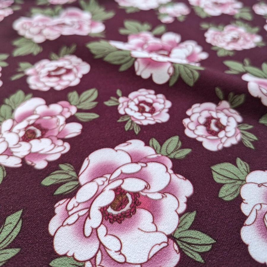 tissu pivoine bordeaux
