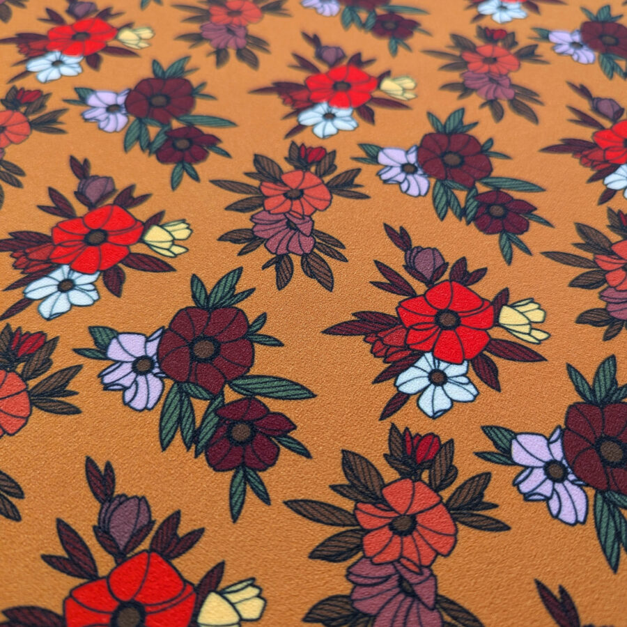 tissu fleur fond jaune