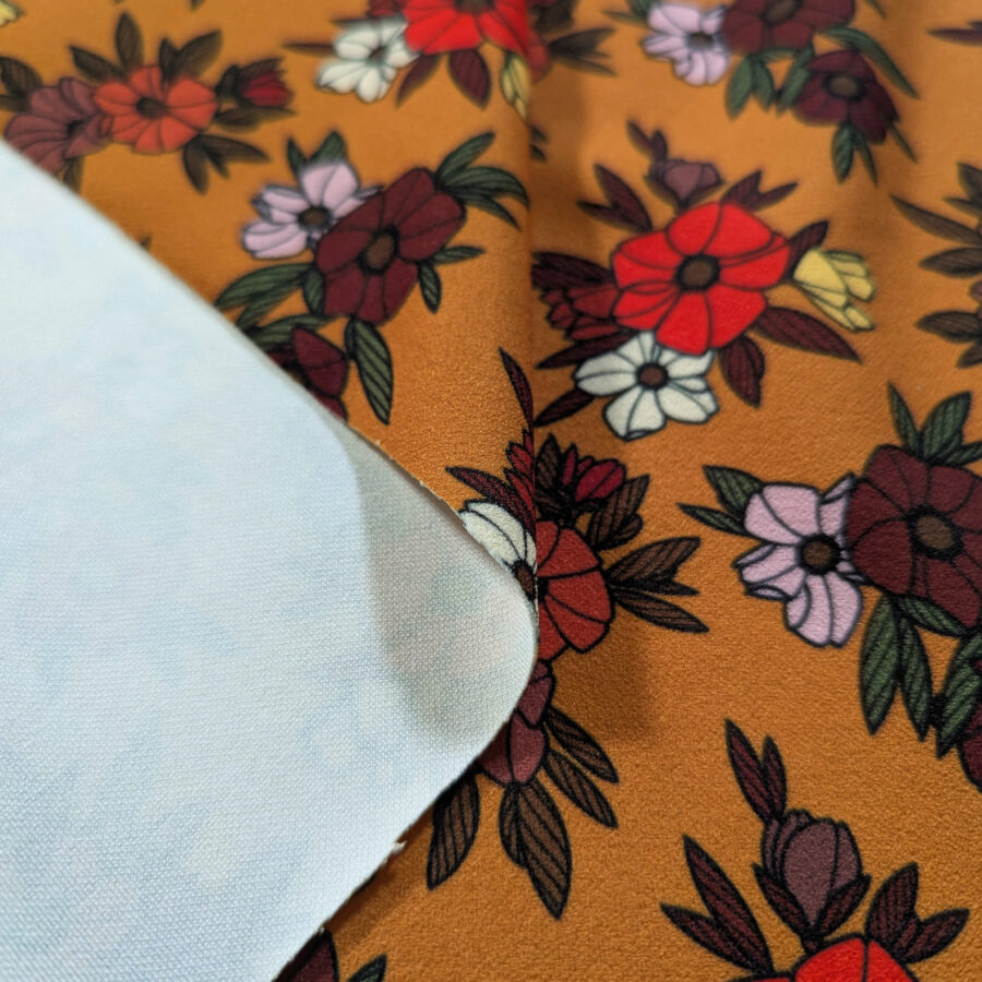tissu fleur fond jaune
