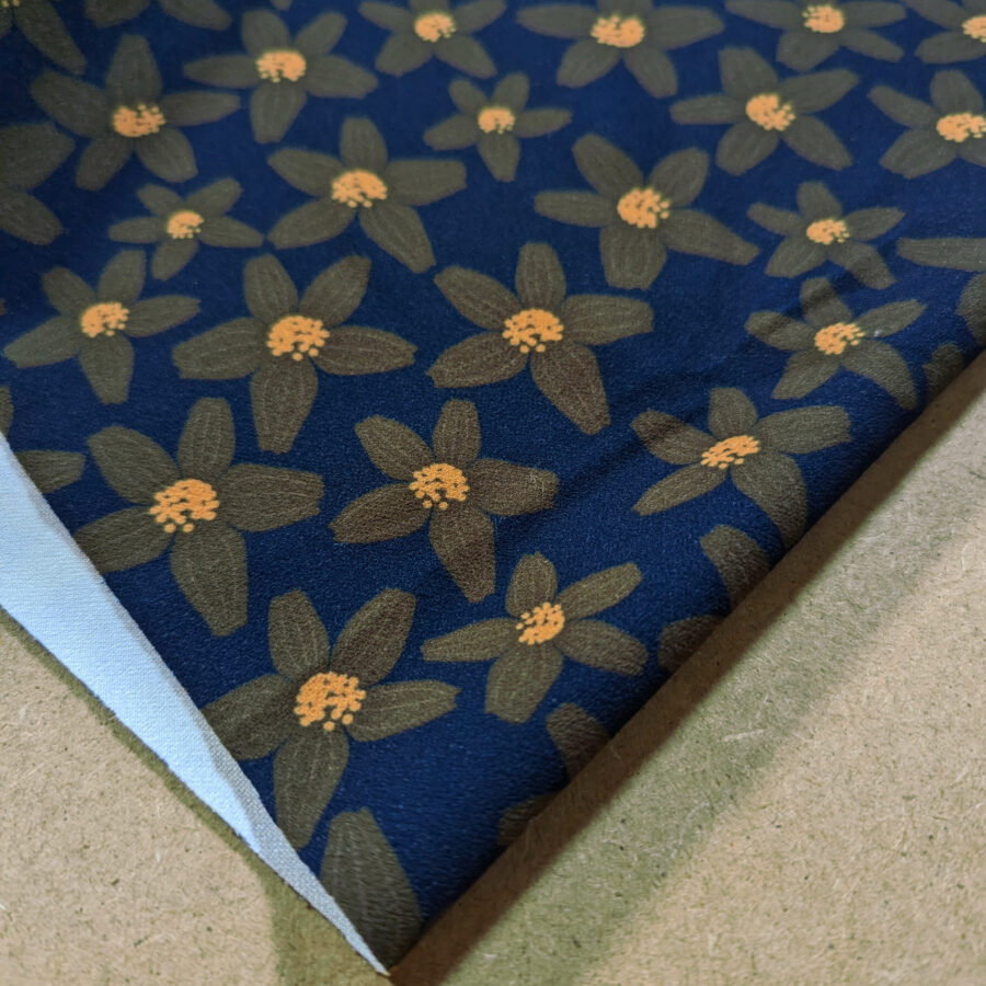 tissu marine fleur kaki
