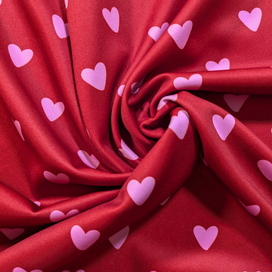 tissu coeur rouge