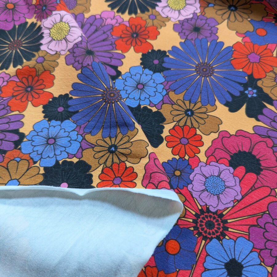tissu fleur vintage or