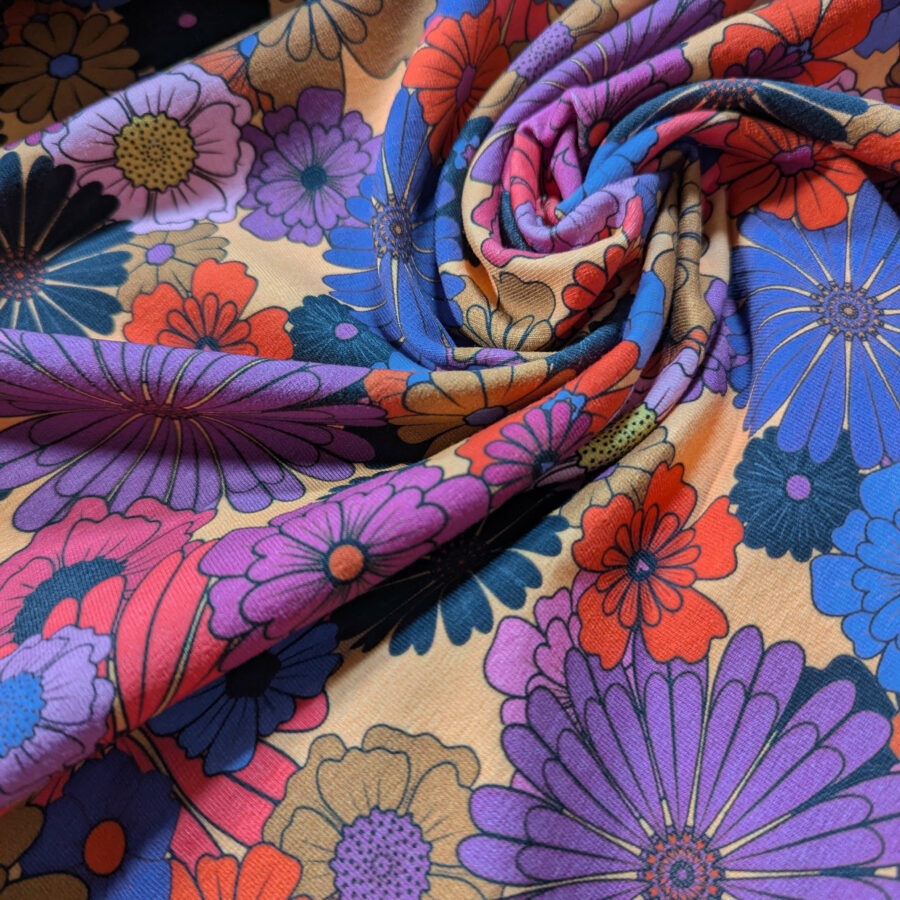 tissu fleur vintage or