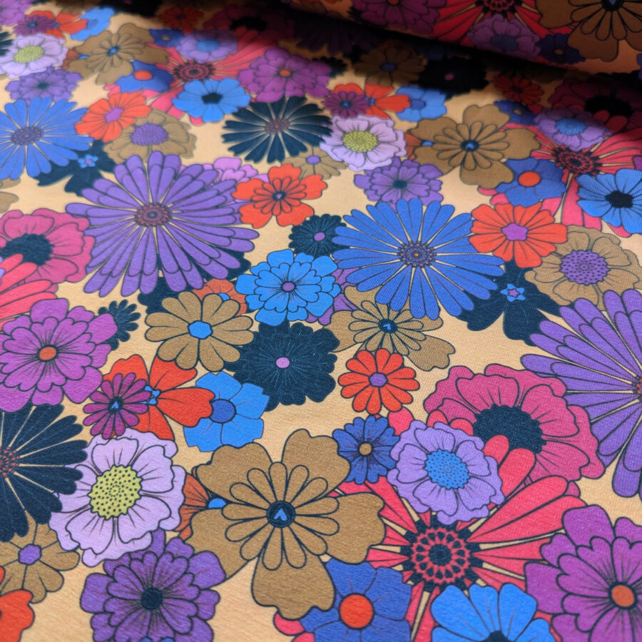 tissu fleur vintage or