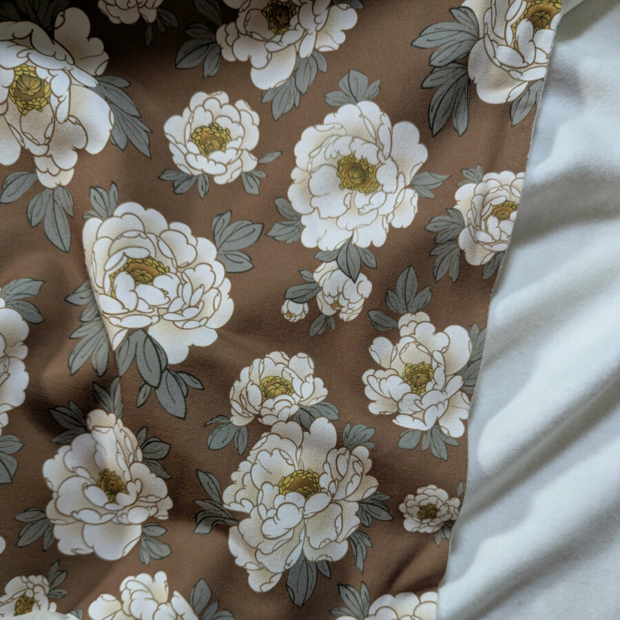 tissu sweat doré fleurs