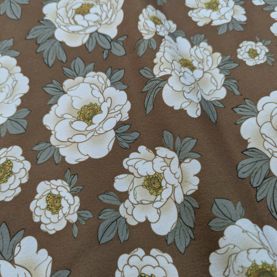 tissu sweat doré fleurs