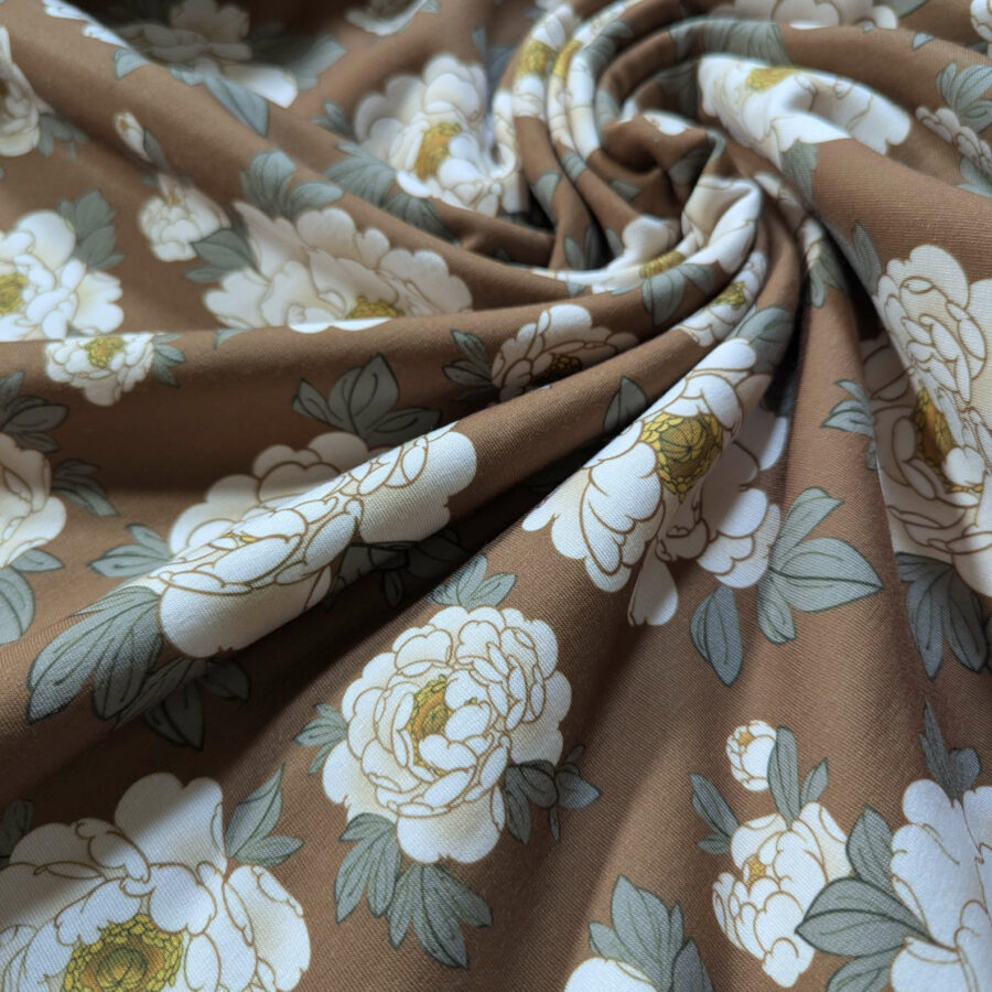 tissu sweat doré fleurs