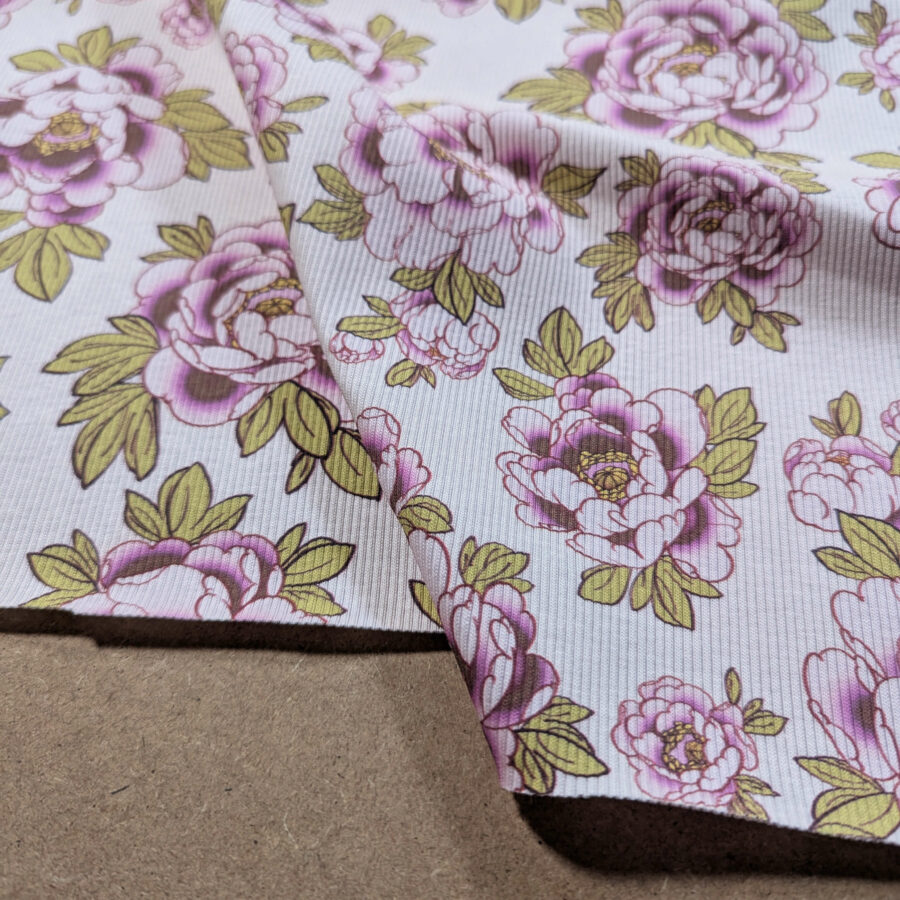 tissu fleur pivoine rose