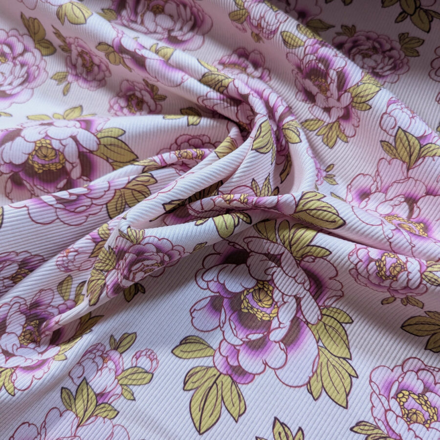 tissu fleur pivoine rose