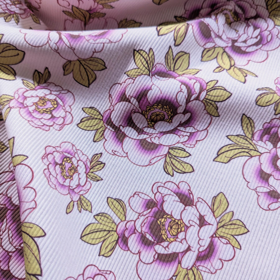tissu fleur pivoine rose