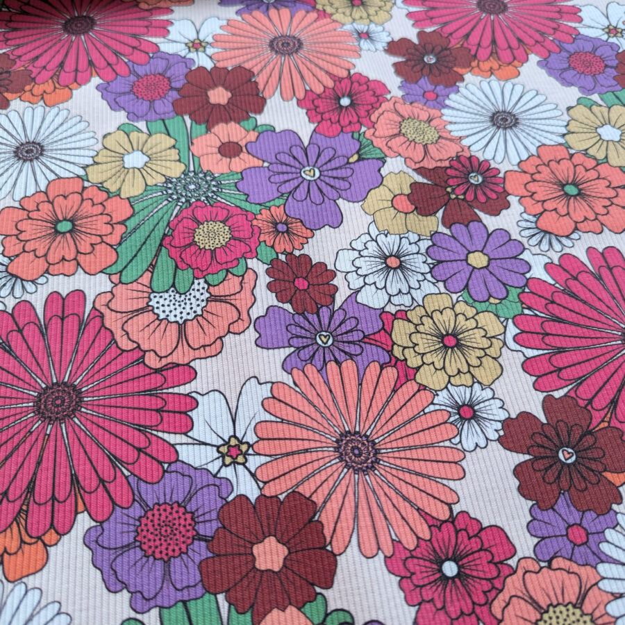 tissu côtelé fleur