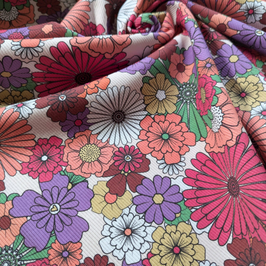 tissu côtelé fleur