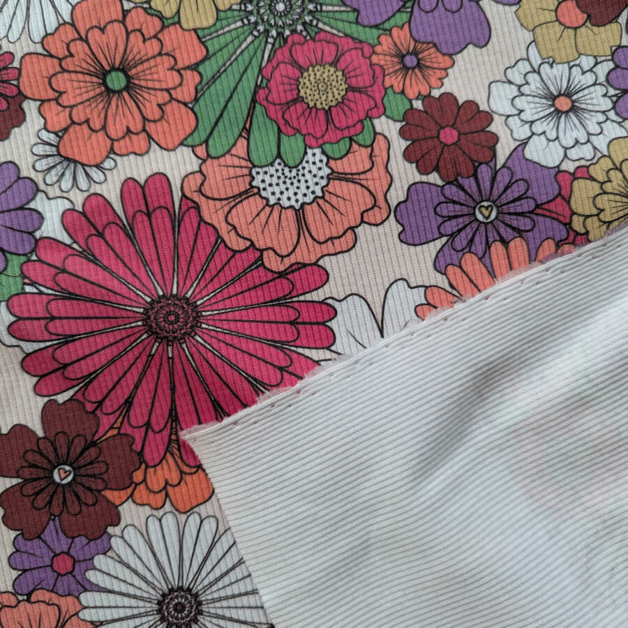 tissu côtelé fleur