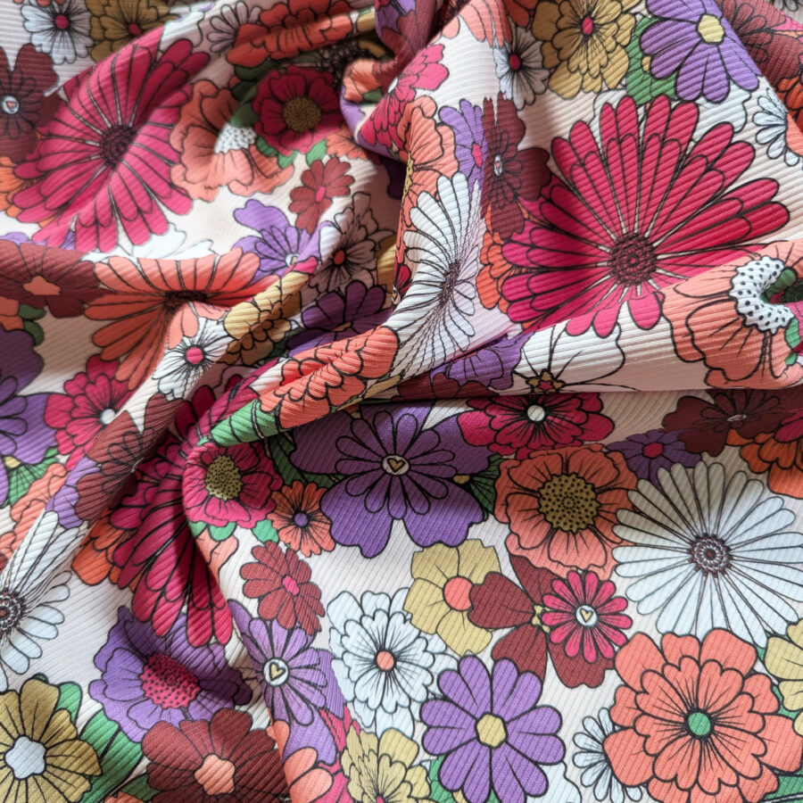 tissu côtelé fleur