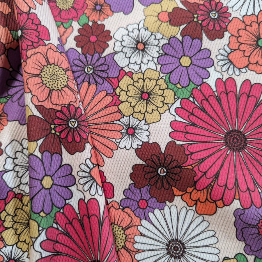 tissu côtelé fleur