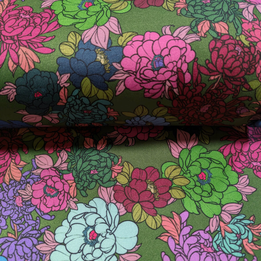 tissu fleur vert