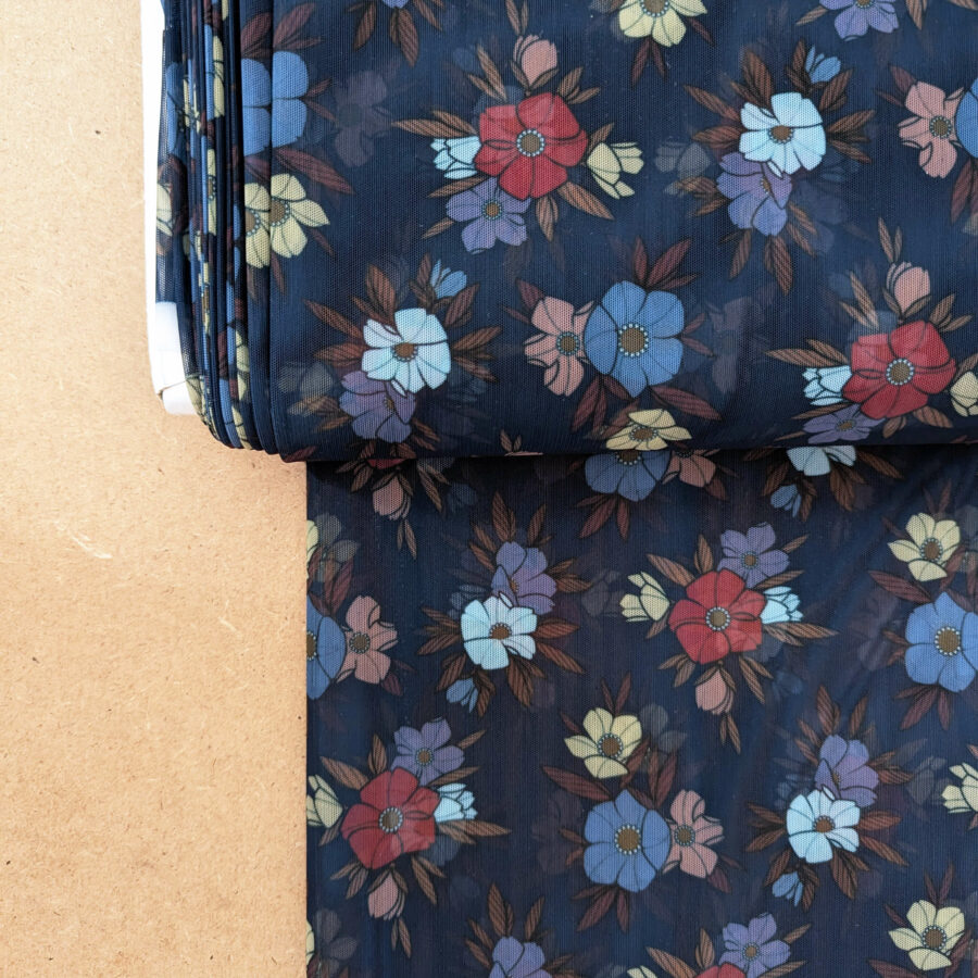 tulle marine fleurs