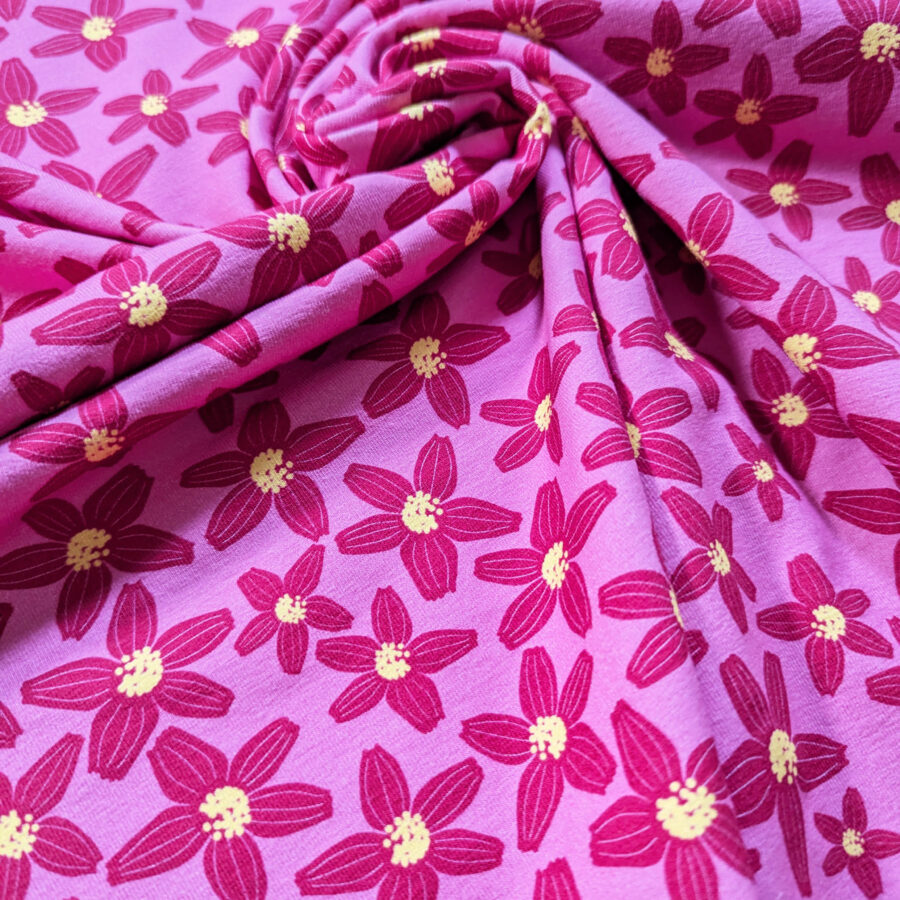 tissu rose fleurs