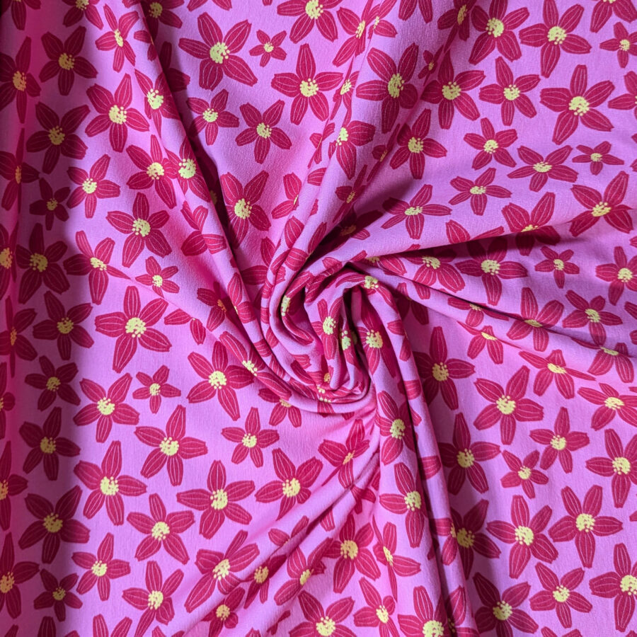 tissu rose fleurs
