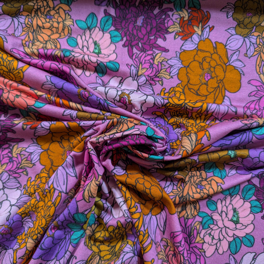 tissu fleuri rose