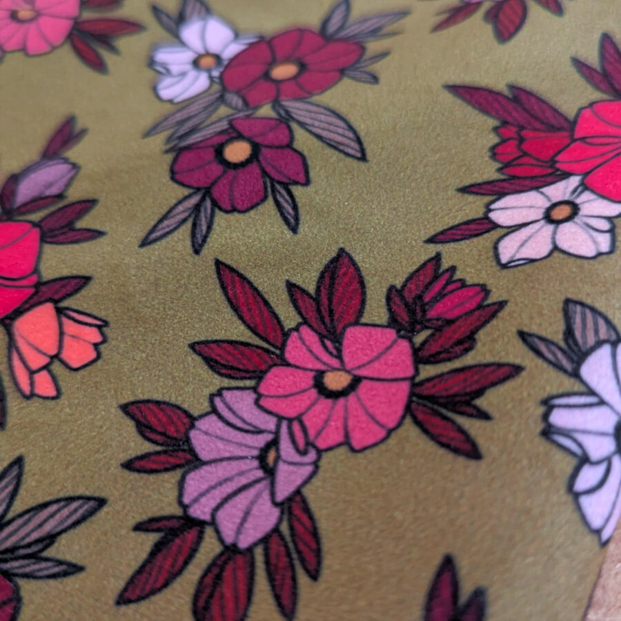 velours vert fleur