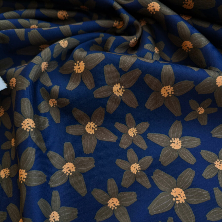 tissu marine fleur